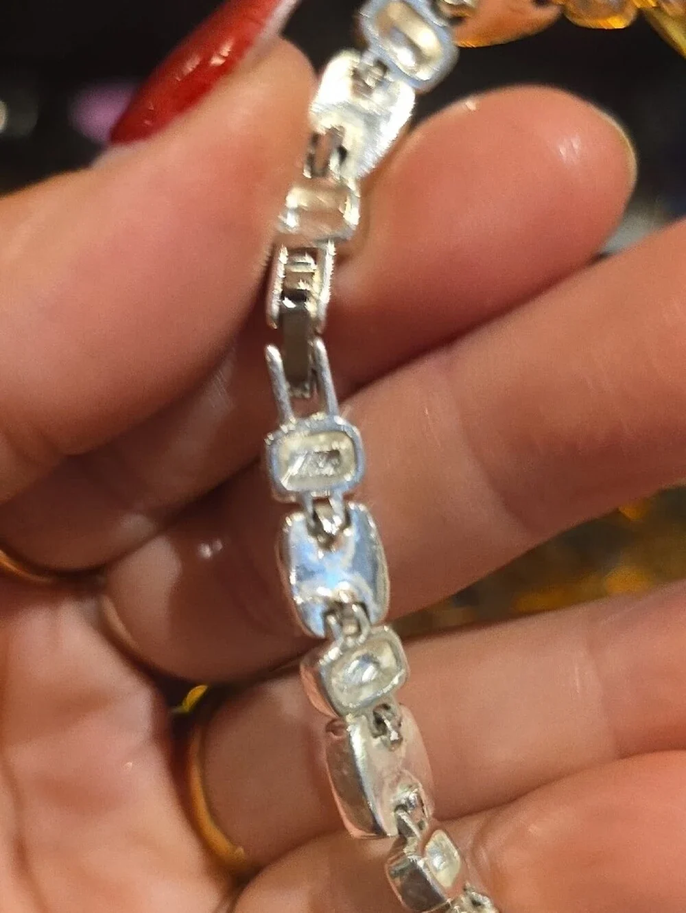 Source Unknown Silver Bracelet with Black Onyx Links